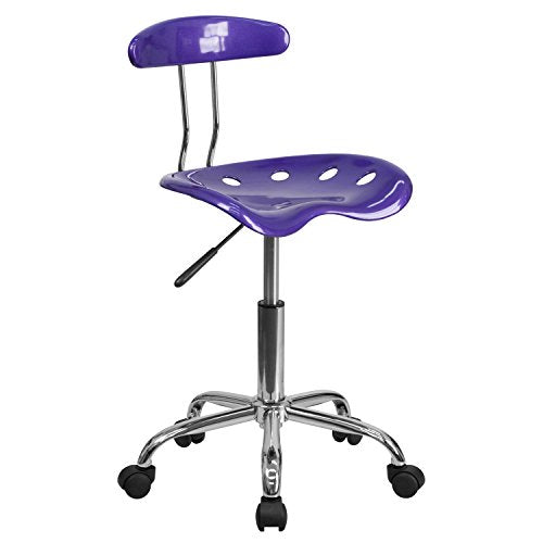 Flash Furniture Elliott Vibrant Violet and Chrome Swivel Task Office Chair with Tractor Seat
