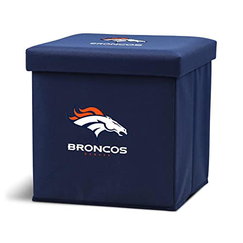 Franklin Sports NFL Denver Broncos Storage Ottoman with Detachable Lid 14 x 14 x 14 - Inch