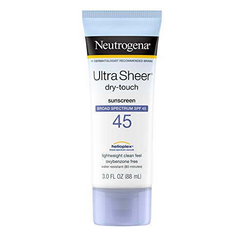 Neutrogena Ultra Sheer Dry-Touch Sunscreen Lotion, Broad Spectrum SPF 45 UVA/UVB Protection, Lightweight Water Resistant, Non-Comedogenic & Non-Greasy, Travel Size, 3 fl. oz (Pack of 3)
