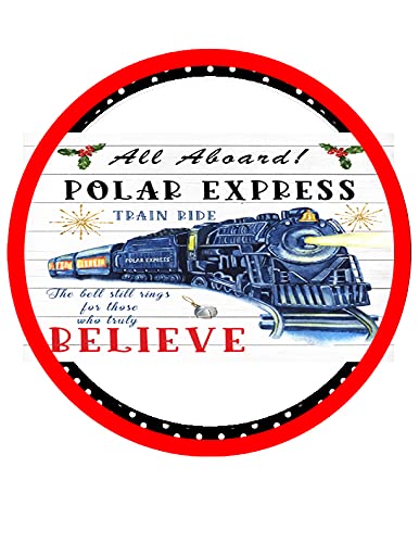 Christmas All Aboard North Pole Train Ride, Welcome Sign, Wreath Accessory, Wall Hanging, Door Hanger, Wreath Sign