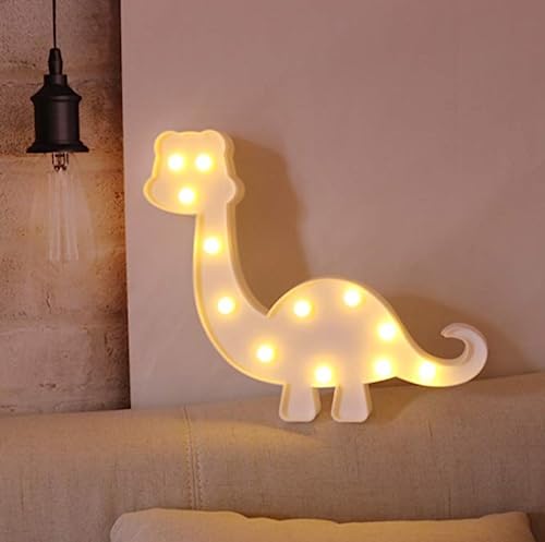 Marquee Sign Lights, LED Marquee Letter Lights Sign Marquee Night Light for Kids Room Lamp Battery Operated (White Dinosaur)