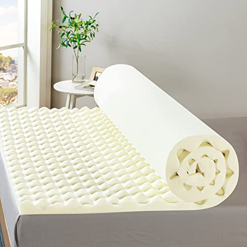 ZINUS 1.25 Inch Copper Cooling Memory Foam Mattress Topper with Airflow Design, Queen, White