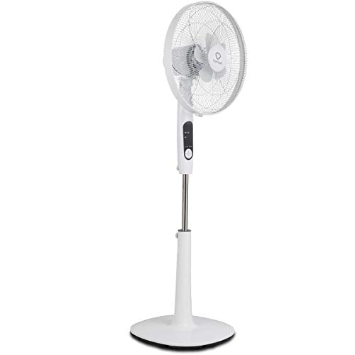 COSTWAY Pedestal Fan, Height Adjustable 16" Oscillating Stand Pedestal Fan 3 Wind Speed, Double Blades, Whisper Quiet for Home and Office (Gray)