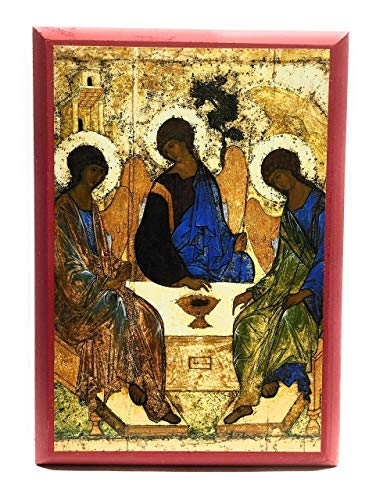 Wooden Greek Orthodox Christian Icon Holy Trinity (Andrei Rublev) (4.5" x 6.5")