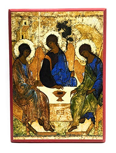 Wooden Greek Orthodox Christian Icon Holy Trinity (Andrei Rublev) (5.5" x 7.5")