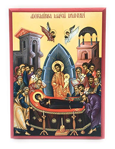 Wooden Byzantine Orthodox Christian Icon The Dormition of our Most Holy Lady the Mother of God and Ever-Virgin Mary/The Dormition (5.5" x 7.5")