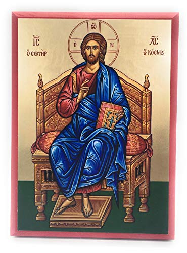 Wooden Greek Orthodox Christian Icon Jesus Christ the Savior of the World (5.5" x 7.5")