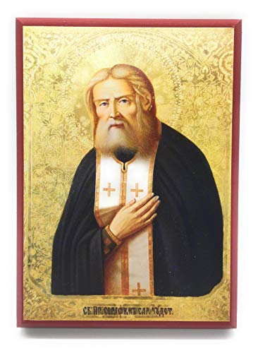 Wooden Orthodox Christian Icon Saint Seraphim The Wonderworker of Sarov (5.5" x 7.5")