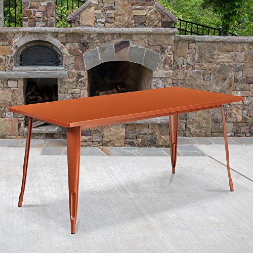 Flash Furniture Charis Commercial Grade 31.5" x 63" Rectangular Copper Metal Indoor-Outdoor Table