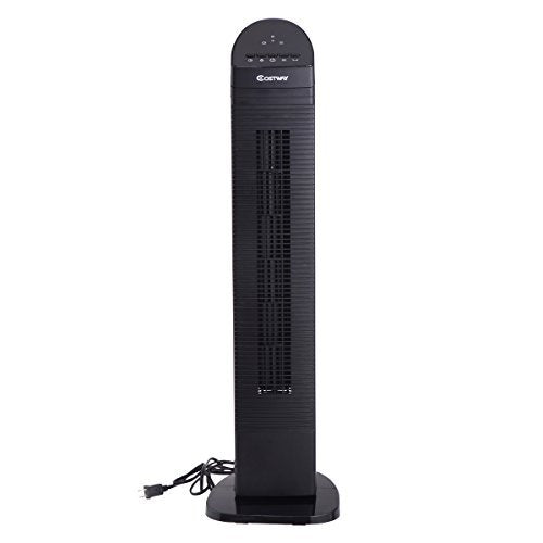 COSTWAY 35" Tower Fan Oscillating Cooling 3 Speed w/Remote Control LED, Inch, Black