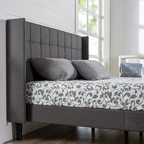 ZINUS Dori Upholstered Platform Bed Frame with Wingback Headboard / Mattress Foundation / Wood Slat Support / No Box Spring Needed / Easy Assembly, Full