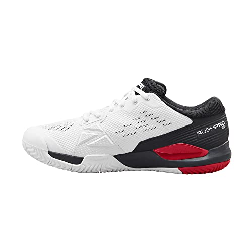 WILSON Men's Rush Pro Ace Tennis Shoes, White/Black/Poppy Red (US Size 12.5)