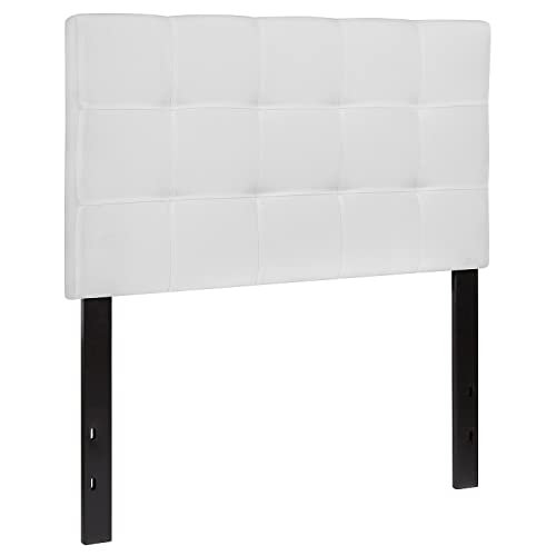 Flash Furniture Bedford Tufted Upholstered Twin Size Headboard in White Fabric