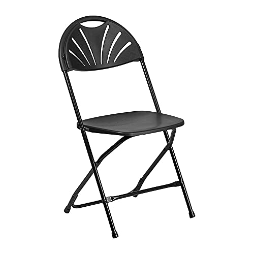 Flash Furniture 8 Pack HERCULES Series 650 lb. Capacity Black Plastic Fan Back Folding Chair