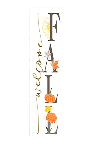 Twisted R Design Welcome Fall Pumpkns and Sunflowers Fall Sign - Unique Vertical Fall Decor Wooden Sign, 24" Hanging/Standing Farmhouse Fall Decor, Directly Printed Home Decorations For Fall, 2ft