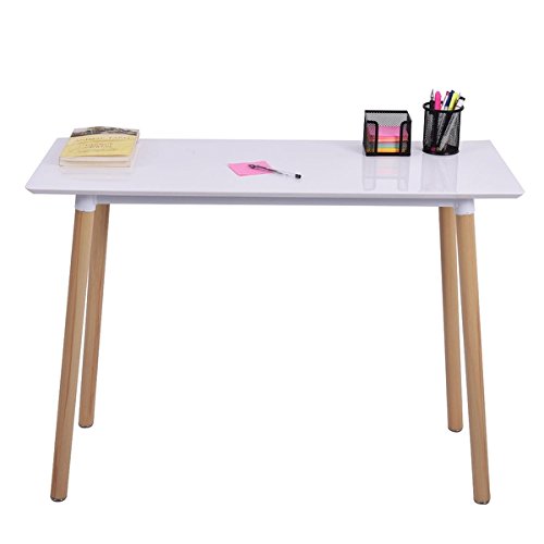 COSTWAY White Writing Desk Computer Table Home Office Furniture Workstation Learning