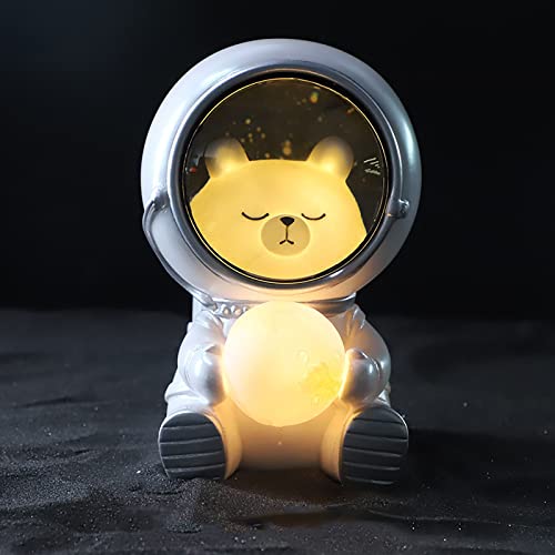 Animal Astronaut Night Light for Kids, Cute LED Tabletop Astronaut Light for Boys Girls, Bedside Table Lamp, Cute Pet Moon Spaceman Lamps for Kids Room Decoration, Birthday Gift for Kids (Bear)