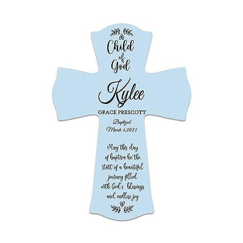 Personalized Baptism Cross (large 8.5x11, Baby Blue)