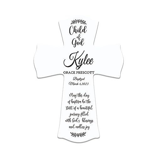 Personalized Baptism Cross (large 8.5x11, White)