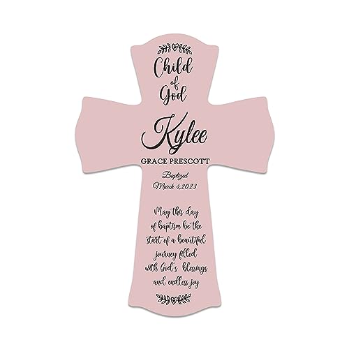 Personalized Baptism Cross (large 8.5x11, Pink)