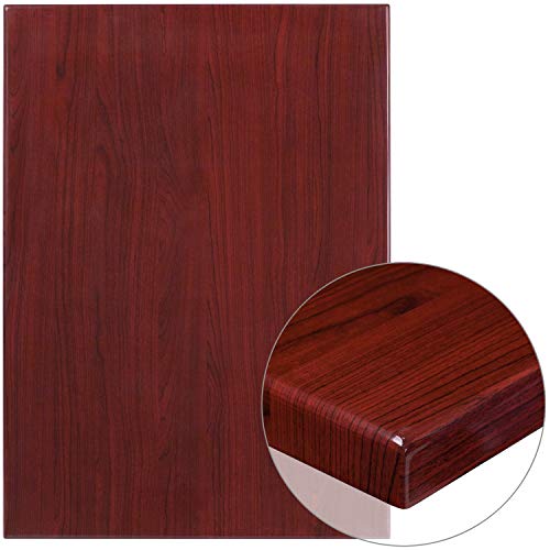 Flash Furniture Glenbrook 30" x 42" Rectangular High-Gloss Mahogany Resin Table Top with 2" Thick Edge