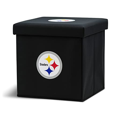 Franklin Sports NFL Pittsburgh Steelers Storage Ottoman with Detachable Lid 14 x 14 x 14 - Inch