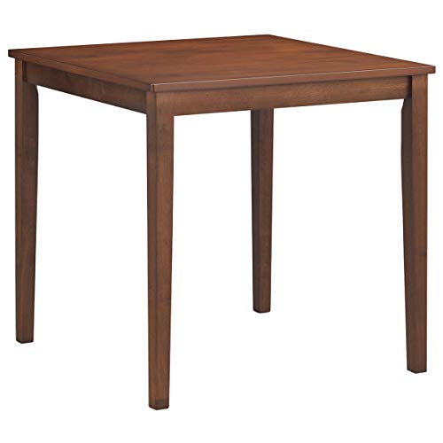 COSTWAY Wood Square Dining Table, 100% Rubber Wood Legs Mid-Century Kitchen Leisure Table, Durable Construction Dining Table with Wide Table Top, Multi-Use Design with Solid Connection, Natural Walnut