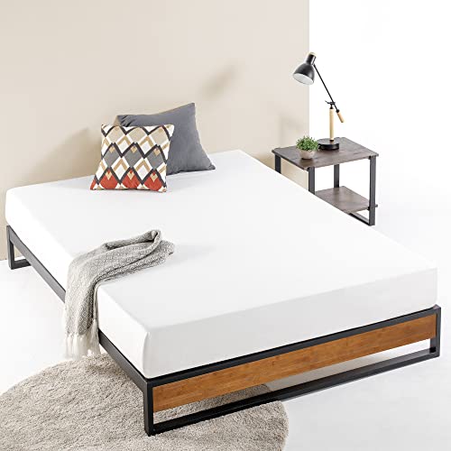 ZINUS GOOD DESIGN Award Winner Suzanne 10 Inch Bamboo and Metal Platforma Bed Frame / No Box Spring Needed / Wood Slat Support, Chestnut Brown, Queen