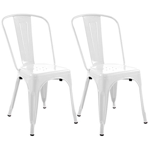 COSTWAY Set of 2 Metal Steel Stools Vintage Antique Style Counter Stool New (White)