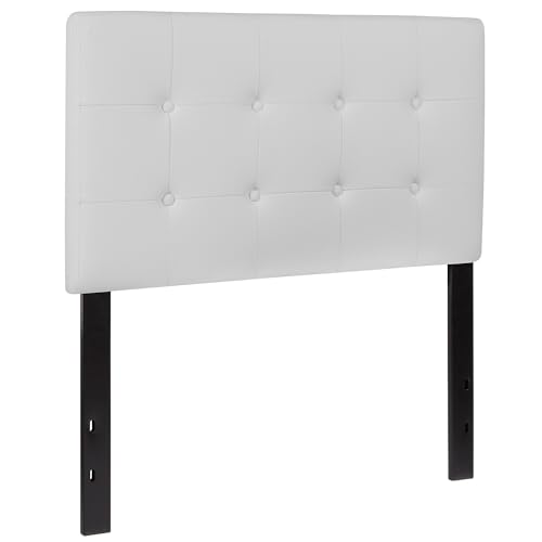Flash Furniture Lennox Tufted Upholstered Twin Size Headboard in White Vinyl