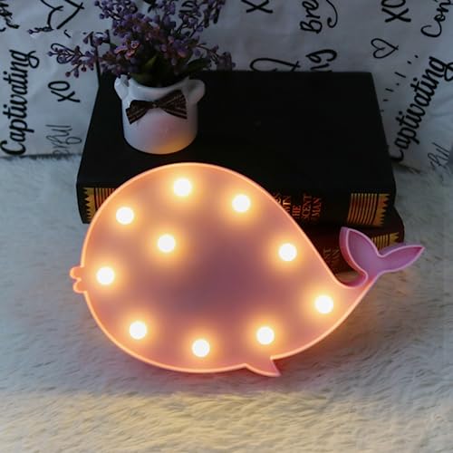 Marquee Sign Lights, LED Marquee Letter Lights Sign Marquee Night Light for Kids Room Lamp Battery Operated (Pink Dolphin)