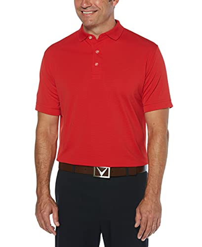 Callaway Men's Golf Short Sleeve Solid Ottoman Polo Shirt, Salsa, XX-Large