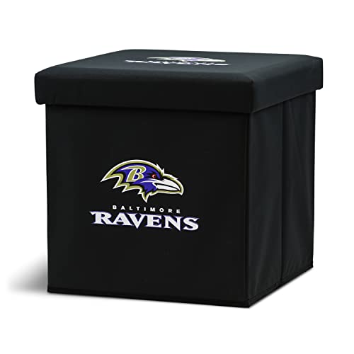 Franklin Sports NFL Baltimore Ravens Storage Ottoman with Detachable Lid 14 x 14 x 14 - Inch