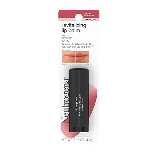 Neutrogena Revitalizing and Moisturizing Tinted Lip Balm with Sun Protective Broad Spectrum SPF 20 Sunscreen, Lip Soothing Balm with a Sheer Tint in Color Sunny Berry 30,.15 oz