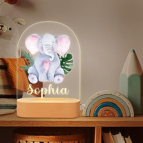 Personalized Night Light for Kids Custom Name Night Light Baby Night Lamp, Custom Engraved Acrylic LED Light with Wood Base for Nursery Bedroom Decor Light, Birthday Gift for Boy and Girl.