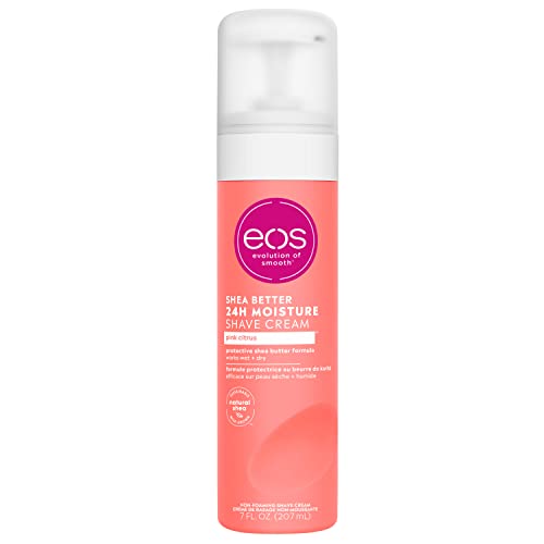 eos Shea Better Shave Cream for Women- Pink Citrus, 24-Hour Moisture, Made with Natural Shea, Doubles as an In-Shower Lotion, 7 fl oz