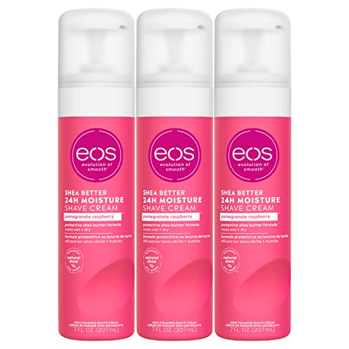 eos Shea Better Shaving Cream for Women- Pomegranate Raspberry, 24-Hour Hydration, Skin Care & Lotion with Shea Butter, 7 fl oz, 3-Pack