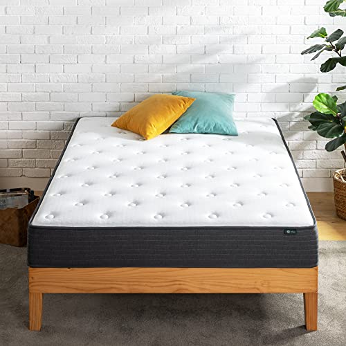 Zinus 8 Inch Comfort Essential Pocket Spring Hybrid Mattress/Pressure Relieving Support/CertiPUR-US Certified/Mattress-in-a-Box, Twin, White; Grey