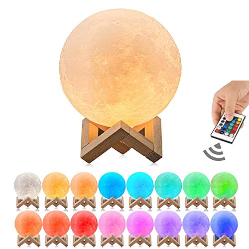 Moon Lamp,Moon Light,16 Colors 3D Printing Moon Light,Dimmable and Touch Control Design,Night Lamp for Bedrooms Women ,Men,Kids,Child and Baby,Home Decor Rechargeable Night Light (7.1 Inch)