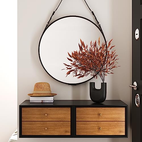 Nathan James Harper Modern Nightstand Side Accent or End Table with Storage Drawer, Set of 2, Black/Brown - Floating