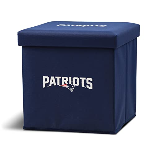 Franklin Sports NFL New England Patriots Storage Ottoman with Detachable Lid 14 x 14 x 14 - Inch