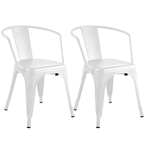 COSTWAY Set of 2 Metal Steel Stools Vintage Antique Style Counter Stool New (White)