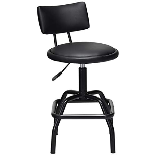 COSTWAY Adjustable Height Bar Stool, 360 Degree Swivel, Modern Guitar Stool for High Ergonomic Seating, with PU Leather Cushion, Heavy Duty Steel Frame for Bar, Shop and Music, Garage, Black