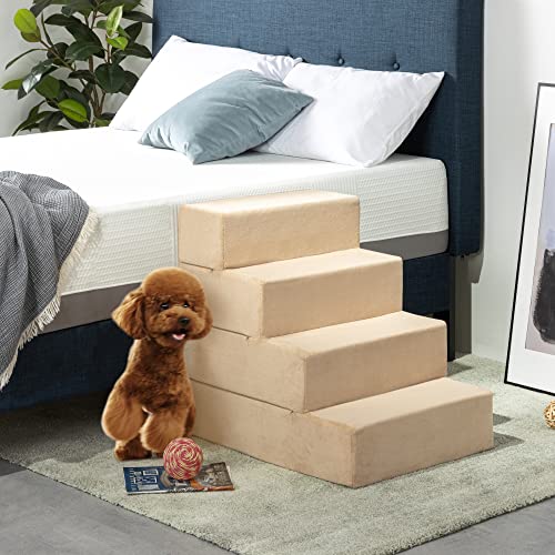 ZINUS Foam 24 Inch 4-Step Step Pet Stairs, Pet Ramp for Cats and Dogs, Extra Large, Cream