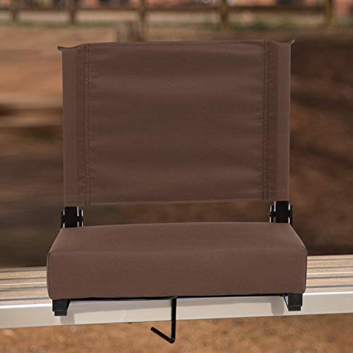 Flash Furniture Grandstand Comfort Seats by Flash - Brown Stadium Chair - 500 lb. Rated Folding Chair - Carry Handle - Ultra-Padded Seat