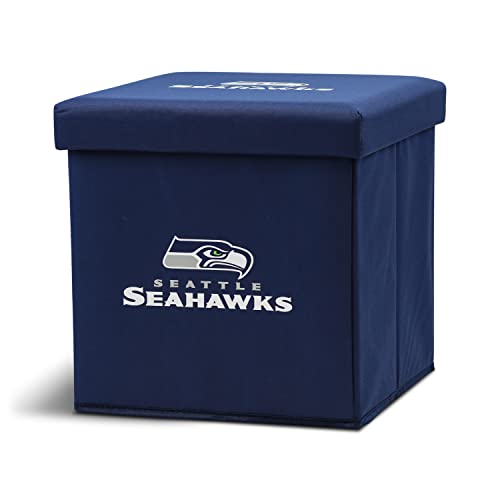 Franklin Sports NFL Seattle Seahawks Storage Ottoman with Detachable Lid 14 x 14 x 14 - Inch