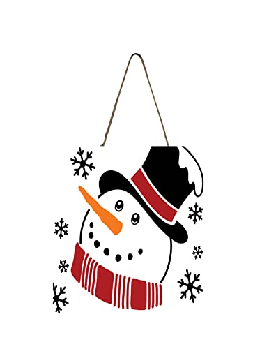 Snowman Face Christmas Ornament Wood Mini Sign 5" x 5"