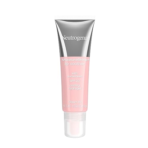 Neutrogena MoistureShine Lip Soother Gloss with SPF 20 Sun Protection, High Gloss Tinted Lip Moisturizer with Hydrating Glycerin and Soothing Cucumber for Dry Lips, Gleam 40, 35 oz