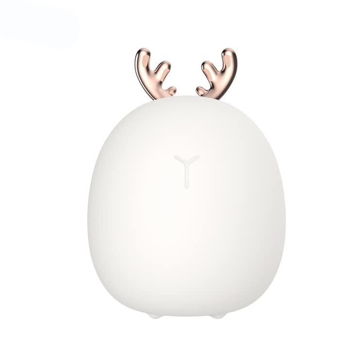 Super Soft Rabbit Deer Silicone Baby Kids Night Light LED Lamp w/USB Charger Bedside Decor (Deer)