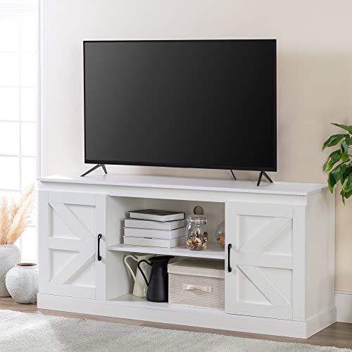 ZINUS Wade TV Stand for TVs up to 65” / Farmhouse Entertainment Center with Barn Doors / TV Stand with Storage / Living Room or Bedroom Furniture, White